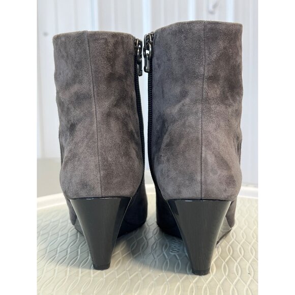 Donald J Pliner Jae Wedge Ankle Bootie Womens 6 Gray Almond Toe Bohemian Hippie - Picture 3 of 9